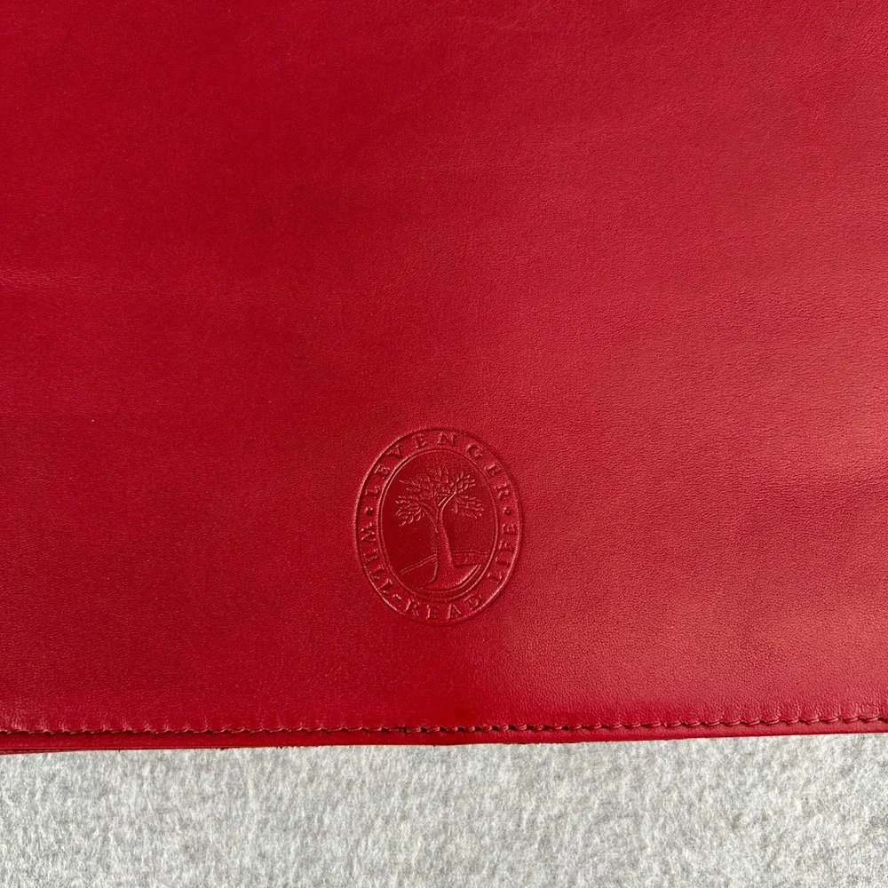DLN Monogram Levenger Leather Document Envelope Red Legal Size Sleeve Office